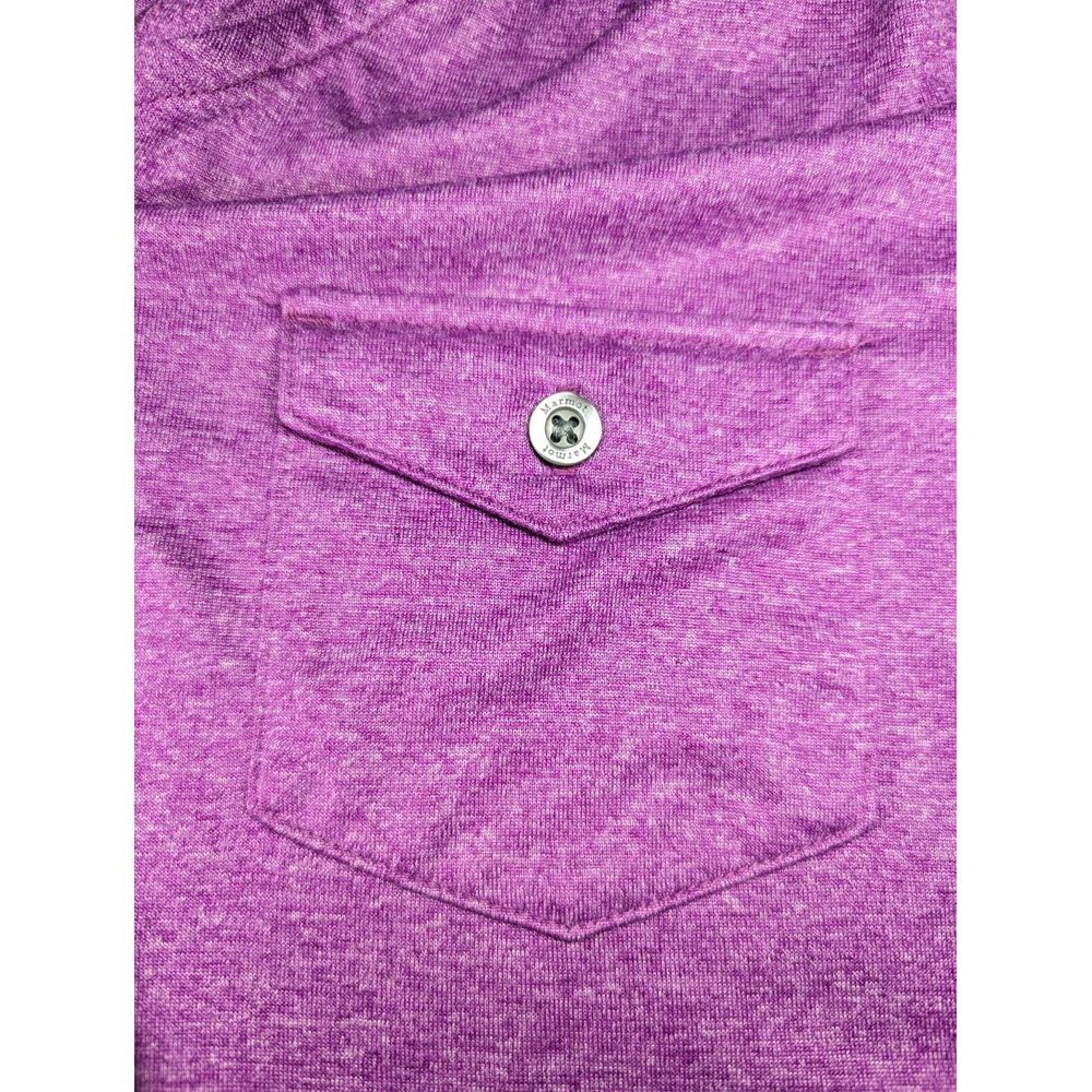 Marmot Womens Laura Hooded Button Shirt Large Purple Henley‎ Pullover Roll Tab - Picture 8 of 13